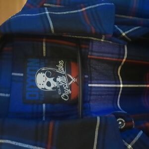 DIXXON Blue and Red Plaid Casual Button Down Shirt